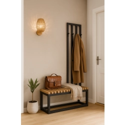 Ławka Metalowa Z Wieszakiem Loft Siedzisko Drewno Lite Dąb LM-85 Rozmiary od 50 cm do 200 cm